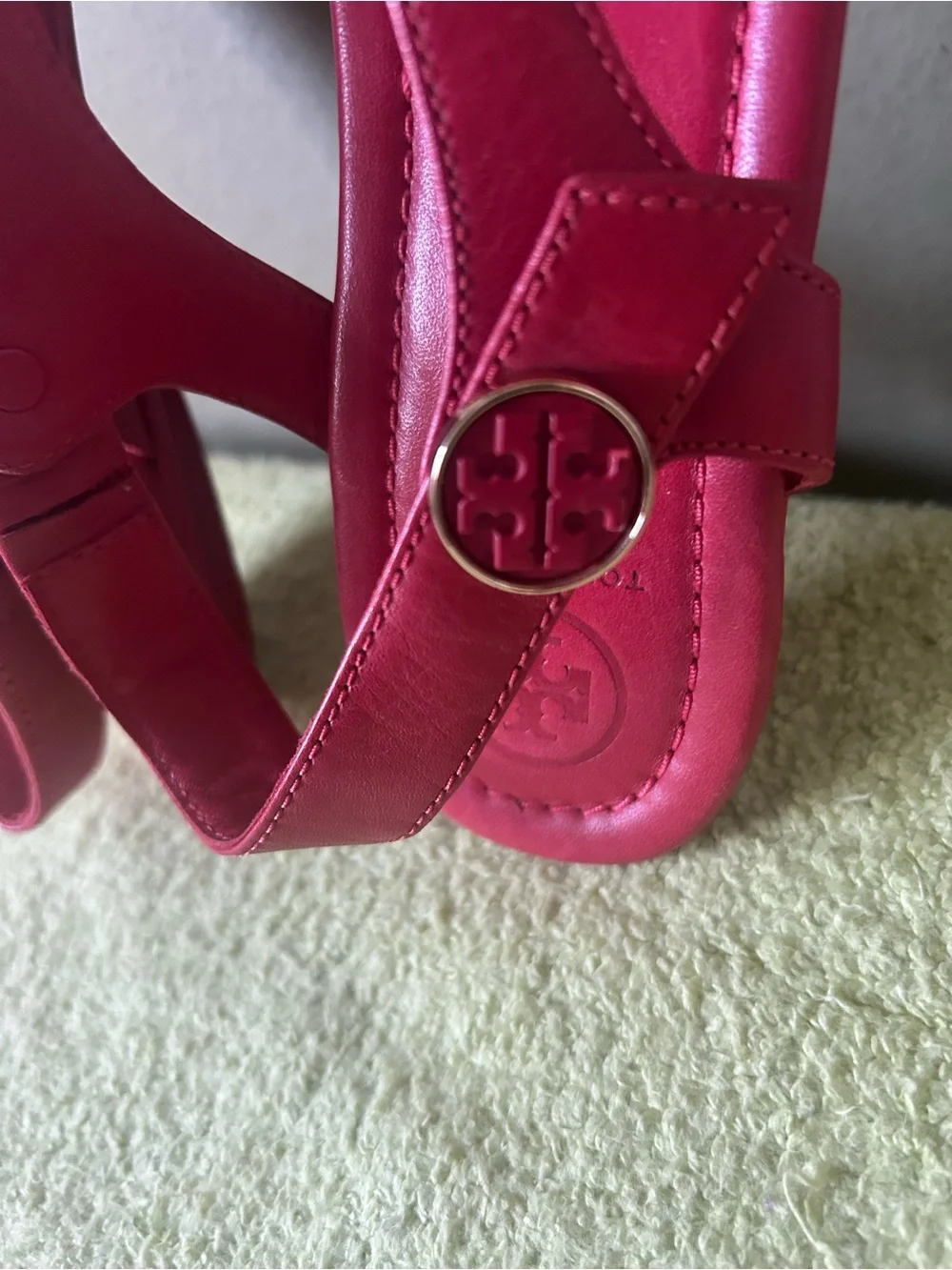 Tory Burch Red Leather Slingback Thong Sandals Sz 8